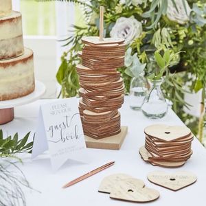 Libro de Visitas Alternativo para Bodas y Baby Showers, Libro de Visitas de Madera con Corazones Apilables - Product Image 3