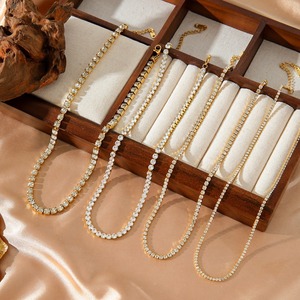 Gioielli da donna di lusso in acciaio inox 5A collana da Tennis in zirconio cubico 18k placcato oro <span class=keywords><strong>girocollo</strong></span> - Product Image 1