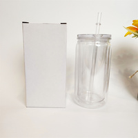Lot de 25/50 gobelets en plastique à double paroi de 16 oz, type boule à neige, avec trous pré-percés, couvercles transparents et pailles en plastique