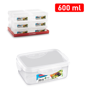 Contenitore per Alimenti Rettangolare PlasticForte 600 Ml, Durevole e Riutilizzabile per Conservazione Domestica - Product Image 1