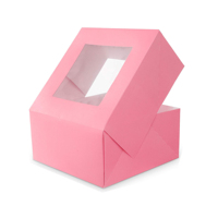 Maßgefertigte Rosa Displaybox mit Klarsichtfenster und Gefalteter Front für Bäckerei- und Konditoreibetriebe