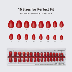 BTArtbox SCOATTIPS XS Puntas de Uñas Rojas 160 Piezas al por Mayor, Uñas Postizas Extra Cortas de Gel Suave Almendrado Premium para Otoño/Invierno - Product Image 4