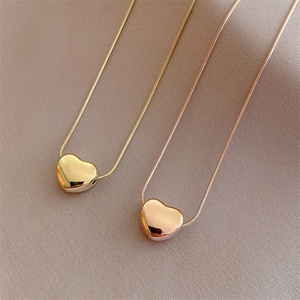 Collar de Cadena de Eslabones de Acero Inoxidable Chapado en Oro con Colgante en Forma de Corazón para Mujer, Popular para Bodas, Fiestas, Regalos de Compromiso - Product Image 3