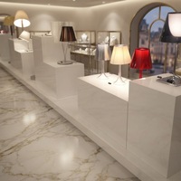 Boîte en matériau solide de surface carrée blanche, sans joint, résistante aux rayures, pour magasin de détail de luxe