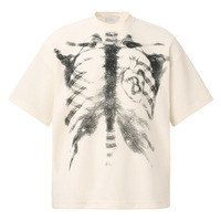 T-shirt graphique Y2K streetwear surdimensionné pour homme, coupe lourde, imprimé squelette intégral, effet métallisé, manches courtes, style hip-hop