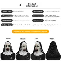 Masque en latex effrayant de nonne souriante pour Halloween, idéal pour les farces et maquillages effrayants, parfait pour le bricolage.