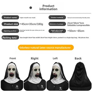 Masque en latex effrayant de nonne souriante pour Halloween, idéal pour les farces et maquillages effrayants, parfait pour le bricolage. - Product Image 2