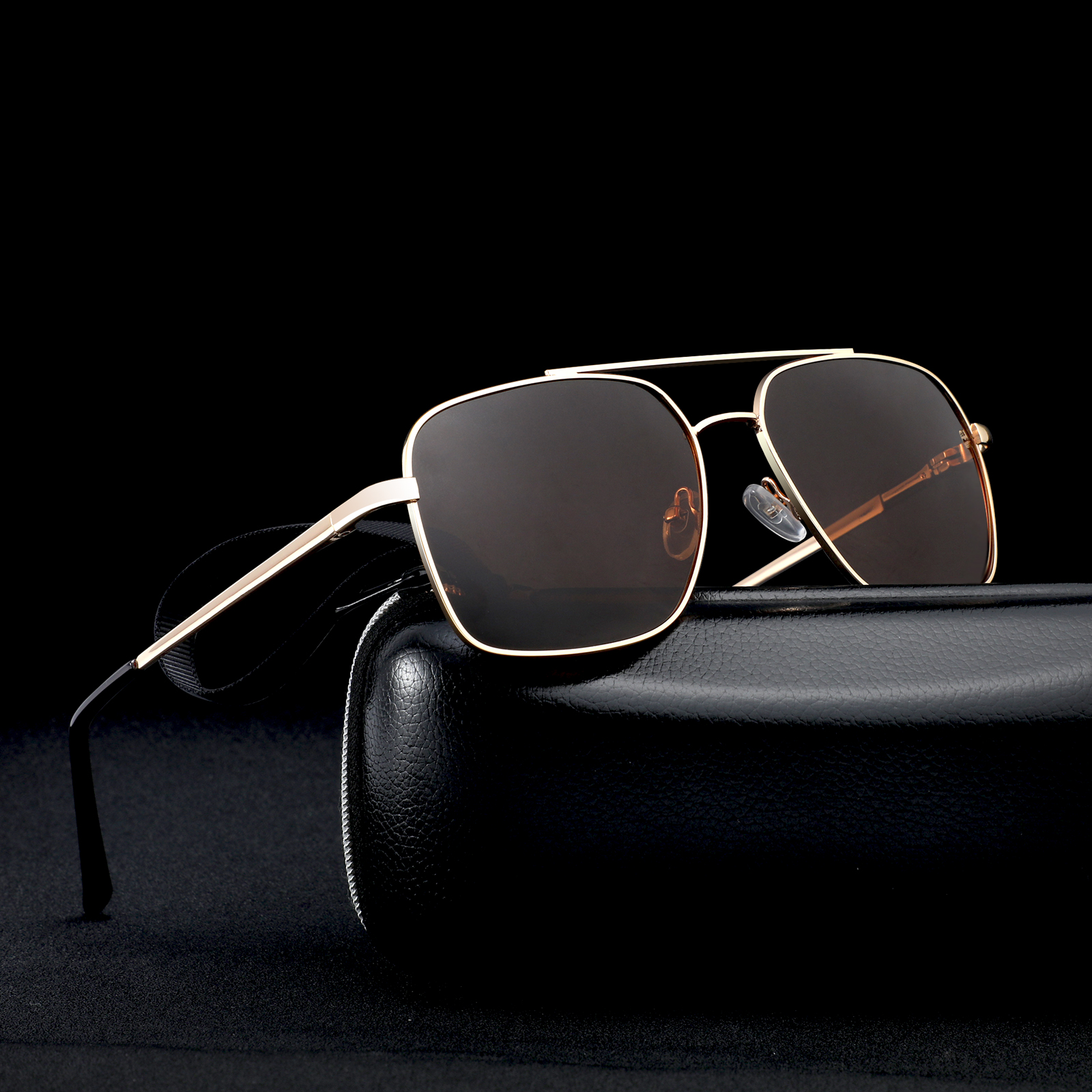 Stainless Steel Frame Sun Glasses Men Double Bridge Shades