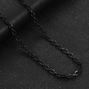 Collier chaîne Rolo en acier inoxydable pour hommes et femmes, couleur noire, plaqué, maillons en métal, collier ras du cou, accessoires de bijoux, cadeau - Product Image 5