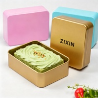 Boîte alimentaire rectangulaire en métal avec couvercle pour gâteaux, biscuits, desserts, pâtisseries, emballage cadeau à emporter, cafés et événements