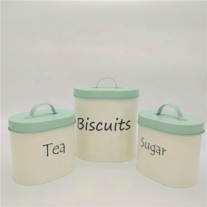 Vintage Ovale Tè di Caffè di Zucchero Contenitori Da Cucina di Stoccaggio Set di Metallo Contenitore di Alimento di Stoccaggio Bottiglie e Vasetti Coperchio di Ferro Moderno - Product Image 1