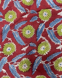 Tela de Algodón Ligera con Estampado Artesanal de Jaipur, Diseño Floral Hecho a Mano, Tela para Confección de Vestidos, Cortinas, para Niñas y Niños - Product Image 4