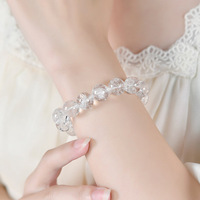 Bracelet rond en cristal blanc naturel de l'Himalaya, perle unique arc-en-ciel, fil de perles DIY, bijoux en cristal en vrac