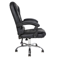 Chaise de bureau ergonomique avec support lombaire, pivotante et inclinable, en PVC, pour espace de travail commercial