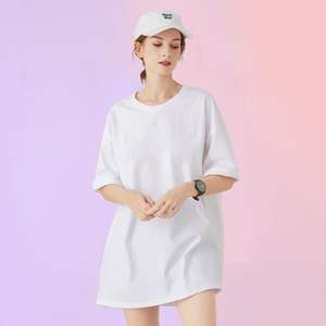T-shirt pour femme en coton 100% 230 g/m², couleur unie, décontracté, ample, grande taille, manches courtes, impression personnalisée - Product Image 1