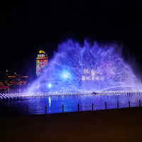 Fontaine musicale extérieure LISHI avec écran d'eau laser et contrôle programmable, projecteur inclus, approvisionnement direct usine pour centres de villégiature