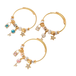 Pan's Hot-Selling DIY Beaded Crystal Bead <strong>Copper</strong> <strong>Bracelet</strong> Cross-Border Dora Crown Pendant Bear Angel Fashion Charm <strong>Bracelets</strong> - Product Image 1