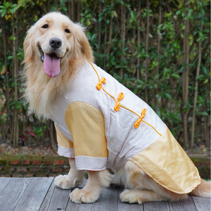 Manteau pour chien style Tang, rouge, en coton rembourré, chaud, pour l'hiver et l'automne, tenue festive pour grandes races, Golden Retriever, Labrador - Product Image 2