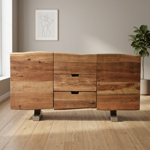 Designer Handmade <b>Wooden</b> Sideboard Cabinet with Four Door Configuration and Spacious <b>Shelving</b> for Bedroom Kitchen and Dining Use - Product Image 3