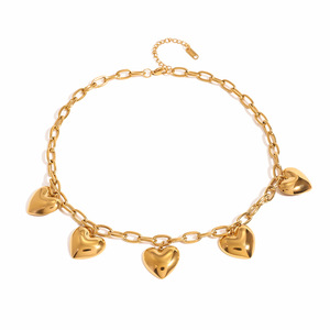 Collar con colgante de corazón, cadena de clavícula de acero inoxidable para mujer, regalo de joyería - Product Image 1