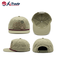 Casquette personnalisée avec cordon, 5 panneaux, non structurée, lettrage brodé, visière plate, casquettes de baseball, Gorras, casquette Snapback
