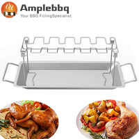 Nouveau design accessoire de support de rôtissoire pliable en acier inoxydable pour grilles de support de jambe de poulet BBQ par matériau métallique de barbecue