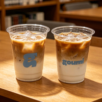 Vente en gros de gobelets en plastique PET transparent de 16 oz, diamètre 98 mm, logo personnalisé imprimé pour les jus, le thé, les boissons, les emballages à emporter pour les magasins