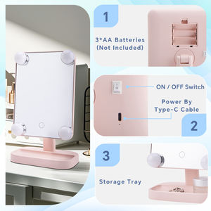 Miroir de maquillage en bois de houx rechargeable portable capteur tactile miroir cosmétique professionnel adapté aux voyages pour artistes acteurs - Product Image 3