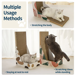 Beliebter L-förmiger Katzen kratzer aus Wellpappe für das bequeme Schlafen und Spielen von Katzen bäumen und Kratzern - Product Image 4