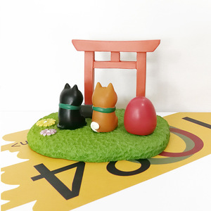 Chibi Dog Daruma Resin Figurine Set Japanese Style Desk Ornament Living Room Decor - Product Image 3