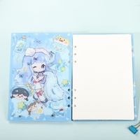 Cuaderno Acrílico Estilo Japonés con Diseño Original de Dibujos Animados, A7, Hojas Sueltas, con Múltiples Porta Botellas de Agua, Lindo para Niñas