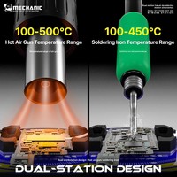 Station de Retravail à Air Chaud Double Station en Alliage d'Aluminium MECHANIC Airnova MAX, Température 100-500°C pour Outils de Réparation de Téléphones Mobiles