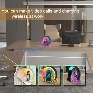 Ứng dụng điều khiển bầu không khí Đèn bàn sạc nhanh từ tính không dây Trạm Sạc Đèn bàn với đồng hồ báo thức BT 5.0 Loa - Product Image 3