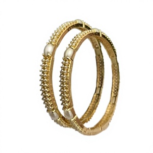 Stylish <b>Gold</b> Plated Imitation Pearl <b>Bangles</b> <b>Set</b> Women's Classic Wedding Jewelry Alloy Bracelets Fashion <b>Bangle</b> For Women - Product Image 2