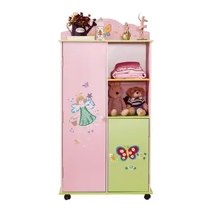 Kids Bedroom Closet Furniture Lovely Baby Wardrobe Wooden Fairy Coat Storage Cabinet