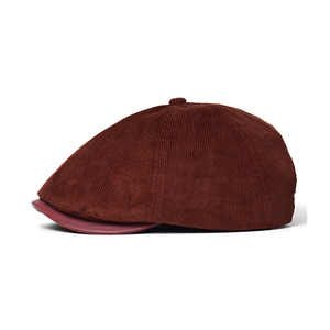 Casquettes plates en velours côtelé à bord en <span class=keywords><strong>cuir</strong></span> personnalisé Chapeau Gatsby <span class=keywords><strong>Casquette</strong></span> de haute qualité <span class=keywords><strong>Casquette</strong></span> de lierre d'hiver Cowboy Vintage Cotton Dad Newsboy Cap - Product Image 5