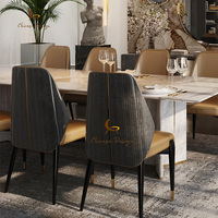 Table à manger en marbre de luxe, 8 à 14 places, table console, chaise de salle à manger en tissu, taille et couleur personnalisables, meubles de salle à manger
