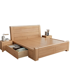 Fournisseur OEM de mobilier d'hôtel : Lits doubles modernes avec rangement, cadre de <span class=keywords><strong>lit</strong></span> king size en bois massif - Product Image 2