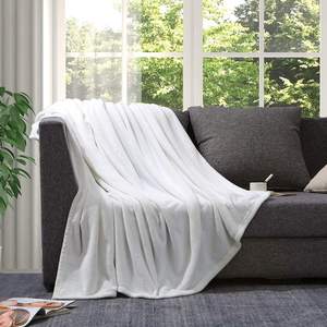 Couverture en flanelle polaire blanche tricotée unie personnalisée de haute qualité, douce et confortable, <span class=keywords><strong>avec</strong></span> motif imprimé pour toutes les saisons - Product Image 6