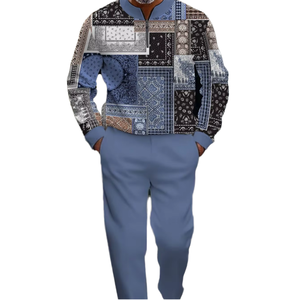 Conjunto de 2 Piezas de Camiseta de Manga Corta y Pantalones Vintage de Verano para Hombre con Estampado Digital 100% Poliéster de Secado Rápido - Product Image 4