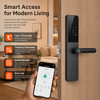 Harga Pabrik Kunci Pintu Pintar Tuya dengan Penyimpanan Cloud & Kartu Memori, WiFi, Buka Kunci Sidik Jari untuk Pintu Kayu