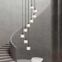 Longs lustres d'escalier LED lustres en cristal rotatifs de plafond duplex pour les greniers d'appartement et les halls d'exposition
