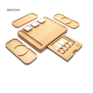 Bamboo Cheese Board <b>Set</b> With Drawers 39x33x5cm Multifunctional Cutting Board For Party Serving - Product Image 3