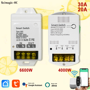 Módulo de relé Wifi 30A 85-250V 220V interruptor inteligente 20A controlador RF Smart Life Tuya <span class=keywords><strong>Control</strong></span> remoto Alexa Google Home Automation - Product Image 5