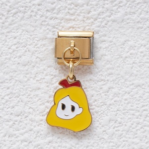 Wholesale Stainless Steel Italian Charms 18k Gold Plated Color Cartoon Girl Dress Italian Charm Pendant <b>Bracelet</b> - Product Image 5