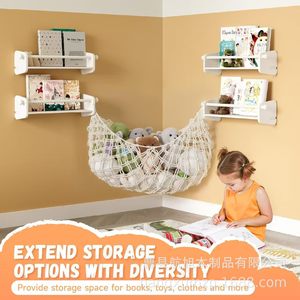 <b>Wall</b> Mounted Wooden <b>Storage</b> Rack 3 Tier Rectangle Multipurpose <b>Hanging</b> For Living Room Childrens Room - Product Image 4