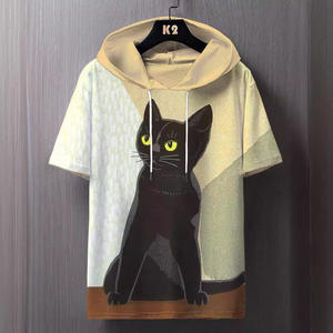 Sweat-shirt sans manches à capuche pour homme, imprimé géométrique motif chat, coupe classique, tricoté, printemps-été 2025 - Product Image 2
