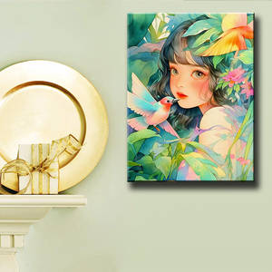 Kit di pittura diamante fai da te perline in resina ragazza in fiore diamante Art Kit per adulti coreano stile giapponese decorazione da parete ASF2904 - Product Image 2