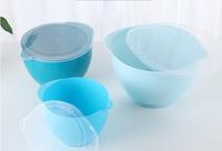 Ensemble de 3 bols à salade de cuisine avec couvercle Bols à mélanger polyvalents en plastique pour légumes et fruits Outil de cuisine de camping essentiel