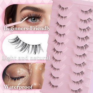 Natural Soft Short <b>Half</b> Natural Eyelashes Private Label Reusable Wispy Lightweight Cat Eye <b>Half</b> Strip <b>Lashes</b> Wholesale - Product Image 6